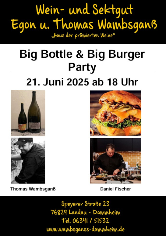 21.06.2025 ab 18:00 Uhr: Big Bottle & Big Burger Party
